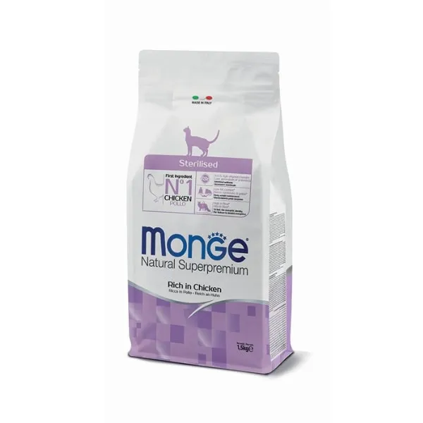 غذای خشک گربه بالغ عقیم شده طعم مرغ مونژه وزن ۱۰ کیلوگرم