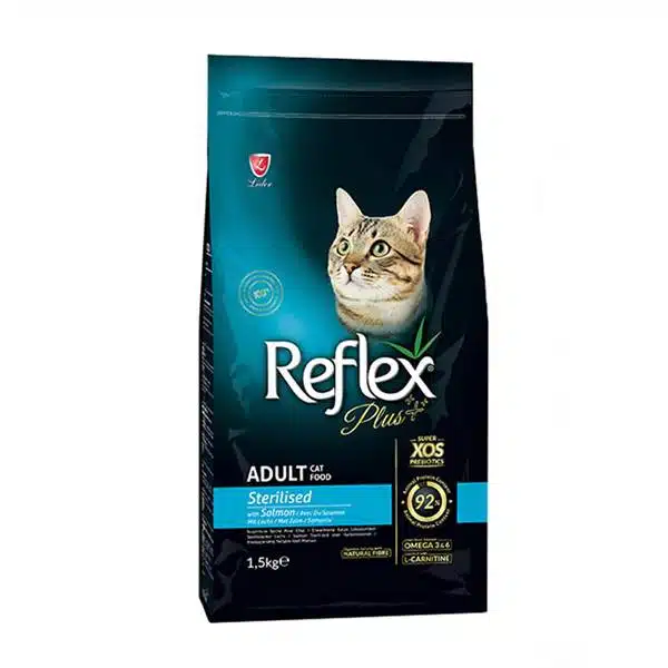 غذای گربه عقیم شده رفلکس پلاس استرلایز با طعم ماهی سالمون Reflex Plus Sterilized وزن 8 کیلوگرم