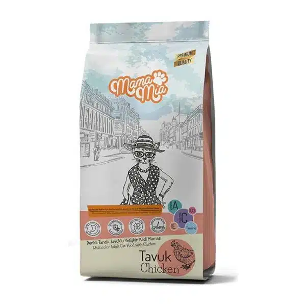 غذای گربه مولتی کالر مامامیا طعم مرغ وزن 15 کیلوگرم