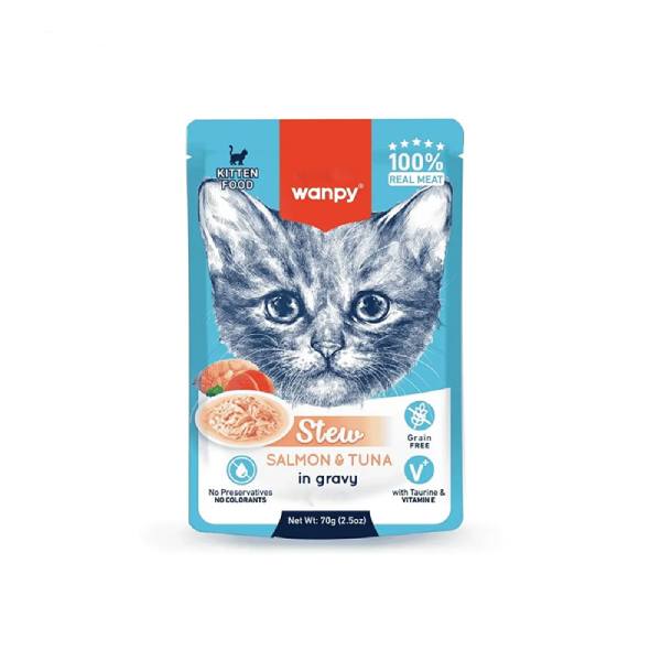 سوپ خورشتی بچه گربه ونپی سالمون و ماهی تن ۷۰ گرم