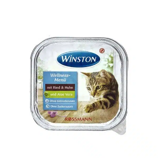 ووم گربه وینستون با طعم بیف و مرغ و آلوورا