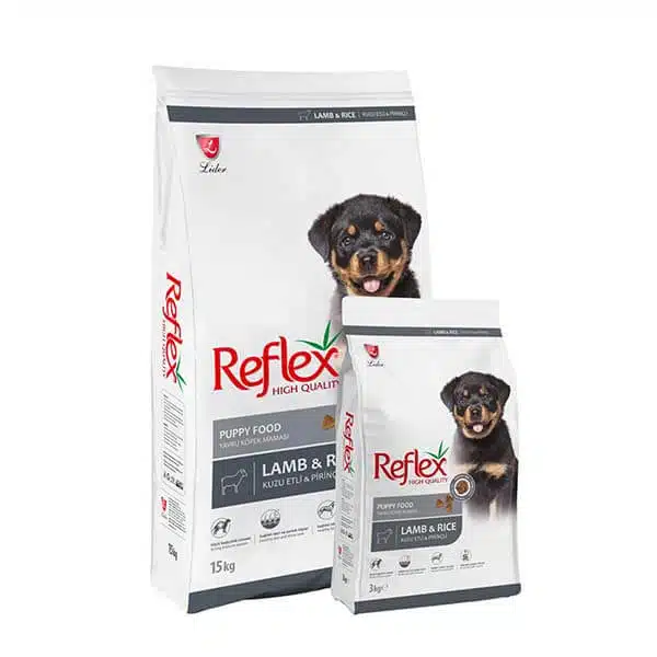غذای توله سگ رفلکس با طعم بره و برنج وزن 15 کیلوگرم