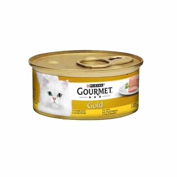 کنسرو گربه گورمت مدل طلایی طعم مرغ